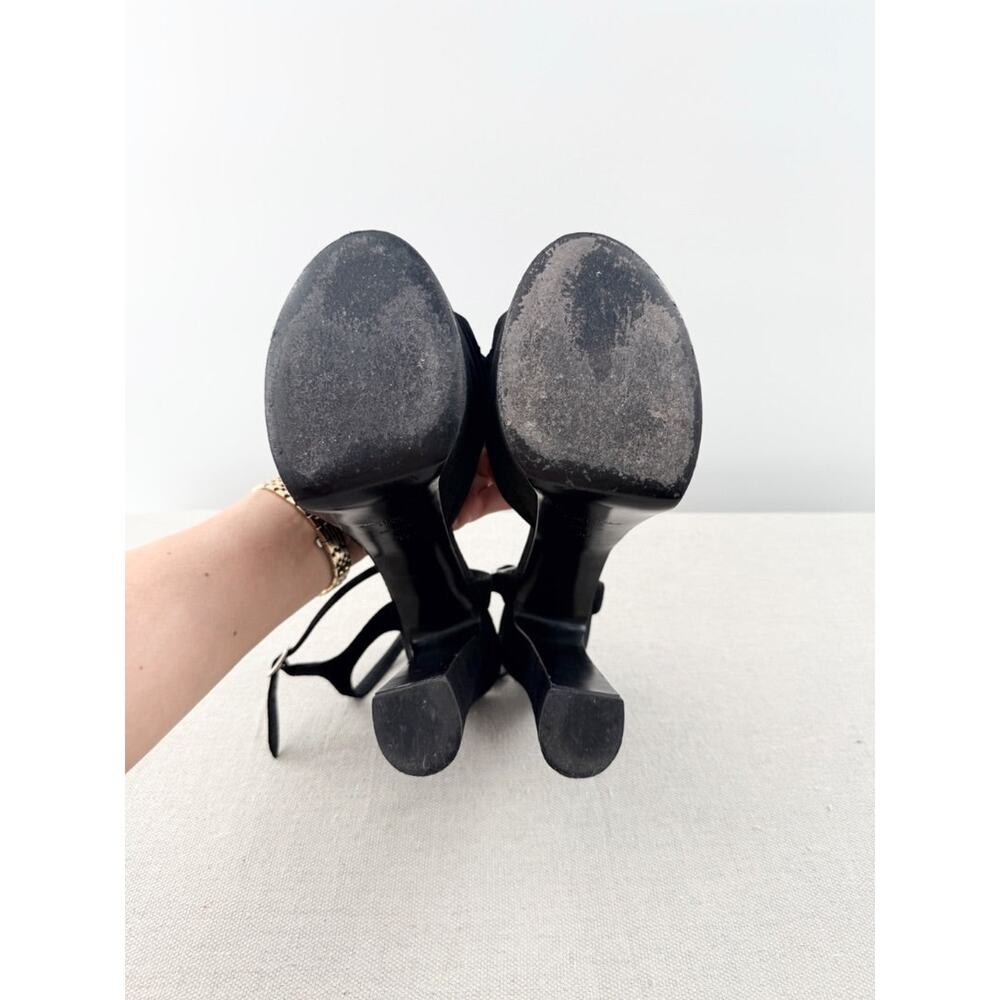 Saint Laurent Suede Ankle Strap Block Heel Platform Sandals Black Women's EU 39 - Picture 6 of 6